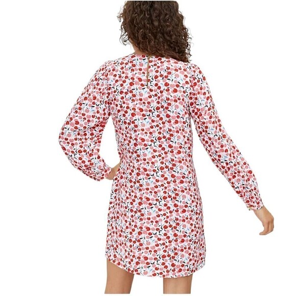 Loft Cherry Print Balloon Sleeve Shift Dress Size Small - Picture 5 of 11